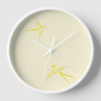Horloge Bébés : hirondelles/jaunes -