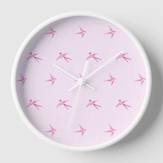 Horloge Bébés : hirondelles/roses -