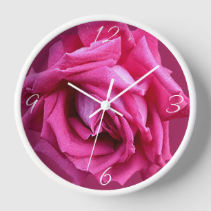 Horloge Belle florale joli rose chaud rose moderne boho