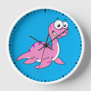 Horloge Belle Illustration Du Monstre Loch Ness.