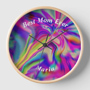 Horloge Belle Marbrure Colorée Abstraite Liquéfiée