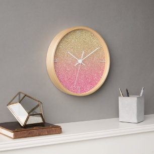 Horloge Belle Parties scintillant rose or Ombre