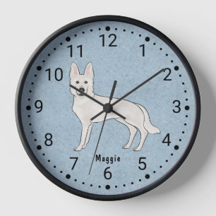 Horloge Berger Blanc Suisse Blanc GSD Chien de Dessin Anim
