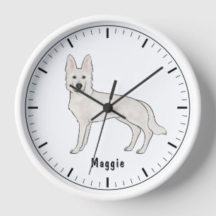 Horloge Berger Blanc Suisse Blanc GSD Chien Mignon Avec No
