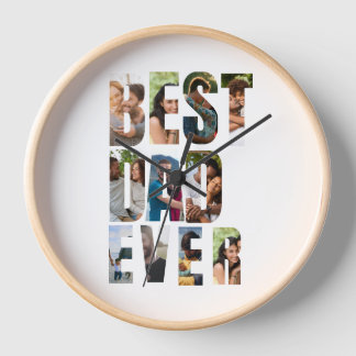 Horloge Best Dad Ever | Photo Collage Placeholder Template