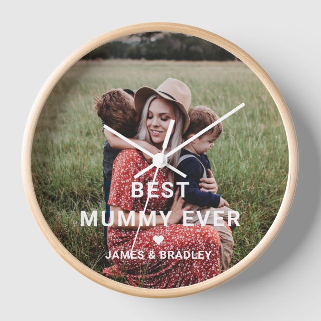 Horloge BEST MUMMY JAMAIS Coeur Fête des Mères Photo (Recto)