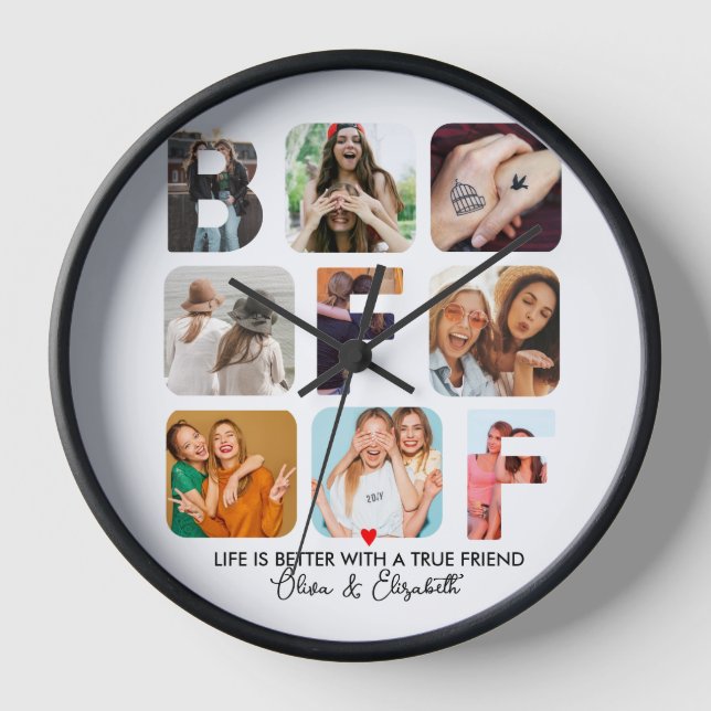 Horloge BFF Cadeaux Meilleurs Amis Pour Toujours Photo Col (Recto)