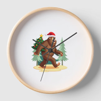 Horloge Bigfoot Christmas Tree Santa Hat (5)