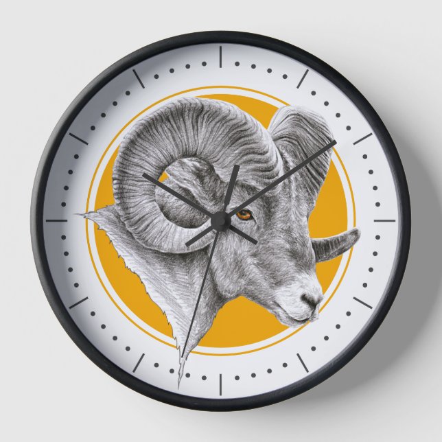 Horloge Bighorn Ram Animal art Aries Zodiac signe Astrolog (Recto)