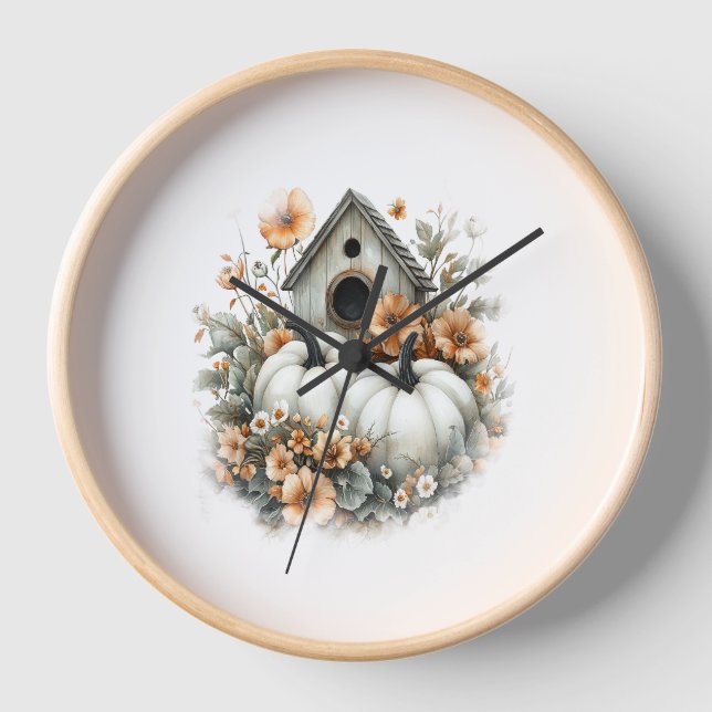 Horloge Birdhouse Shirt Country Citrouille (Recto)