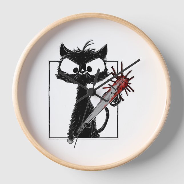 Horloge Black Cat Baseball Horror Halloween (Recto)