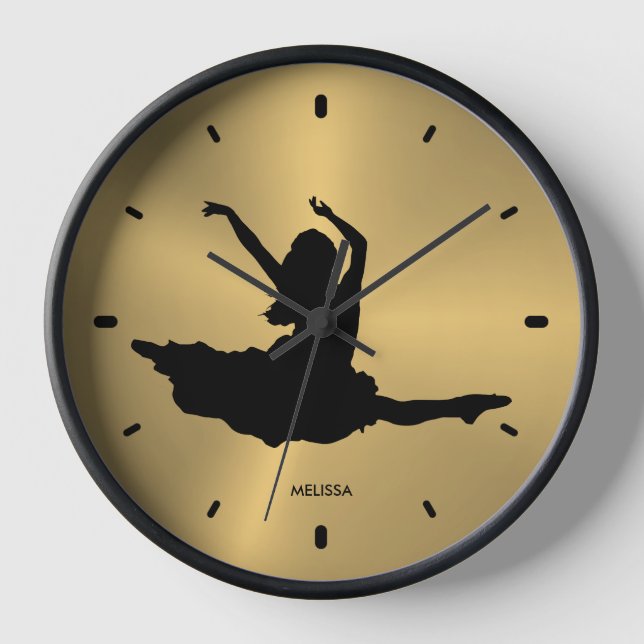 Horloge Black Dancer Silhouette Metallic Arrière - plan or (Recto)