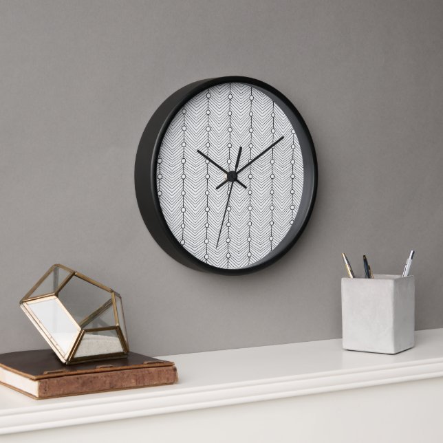 Horloge Black & White Abstract Retro Pattern Wall Clock (Bureau)