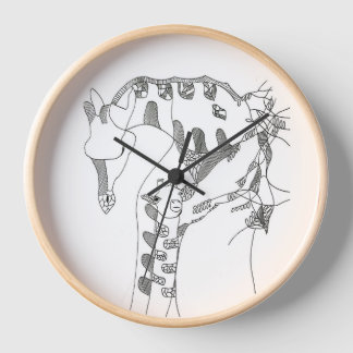 Horloge Black & white abstract stick  tapestries wood wall