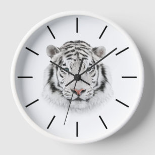 Horloge blanche de la tête de tigre