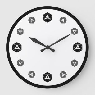 Horloge blanche en niveaux de gris D20