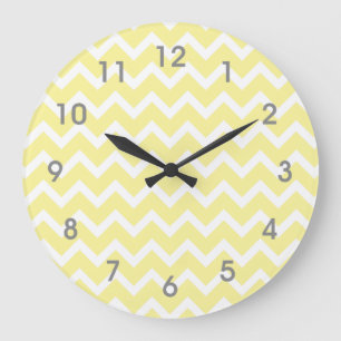 Horloge blanche jaune moderne de Chevron - nombres
