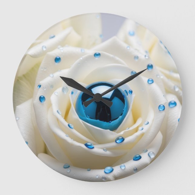 horloge blanche rose bleu perles (Recto)