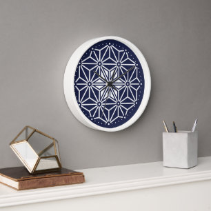 Horloge Bleu bleu marine Asanoha Japon Motif