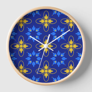 Horloge bleu et jaune Azulejo