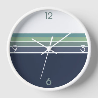 Horloge Bleu rétro/mod et vert rayé