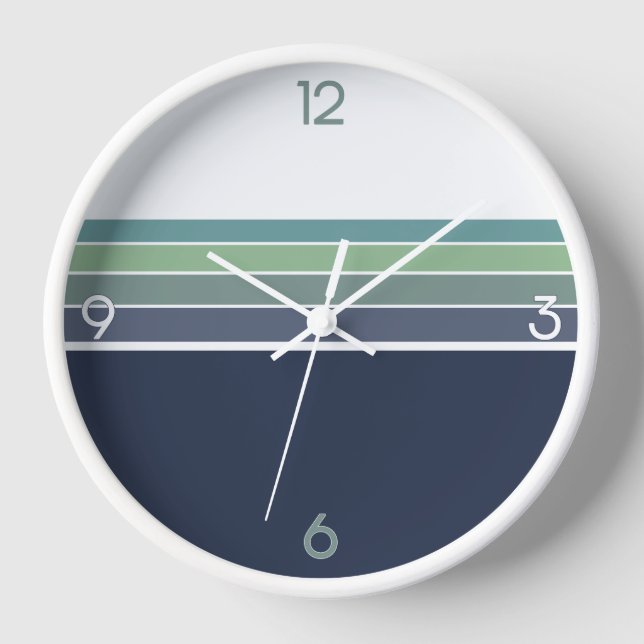 Horloge Bleu rétro/mod et vert rayé (Recto)