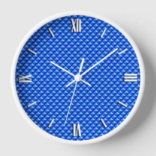 Horloge Bleu saphir, aspect émail, grille cloutée