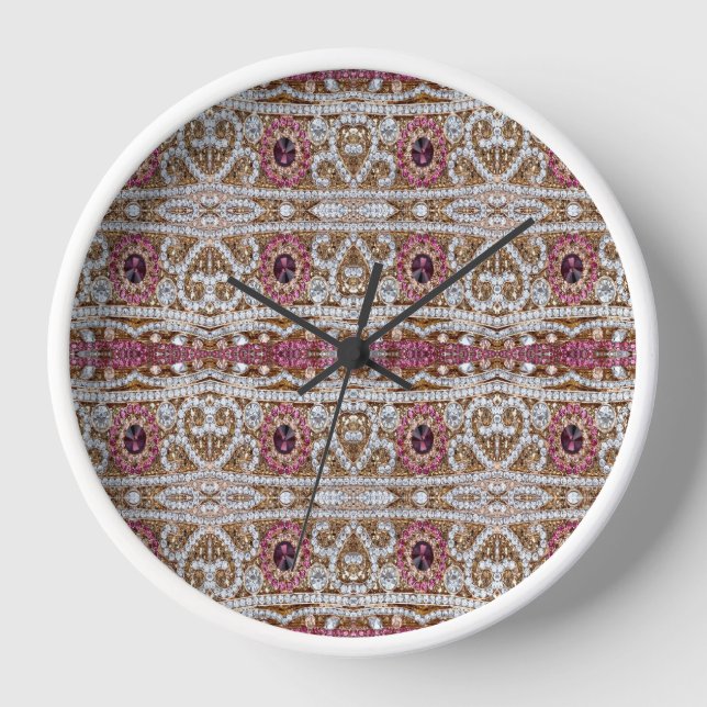 Horloge bleu turquoise or bordeaux rose bohème (Recto)