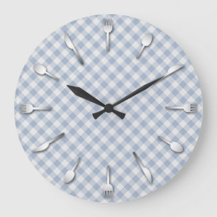 Horloge bleue de cuisine de guingan - pays