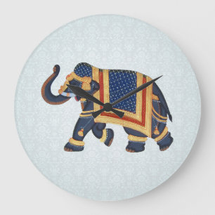 Horloge bleue perle or Eléphant