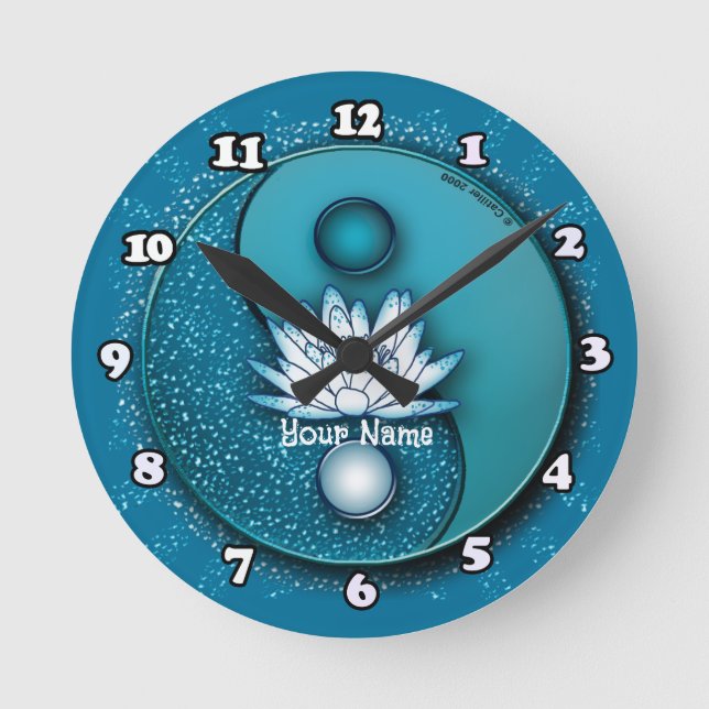 Horloge bleue Yin Yang Lotus (Recto)