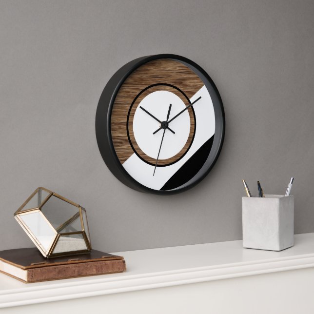 Horloge Blocage Contemporain De Tailles Cerclées Sur Faux  (Bureau)