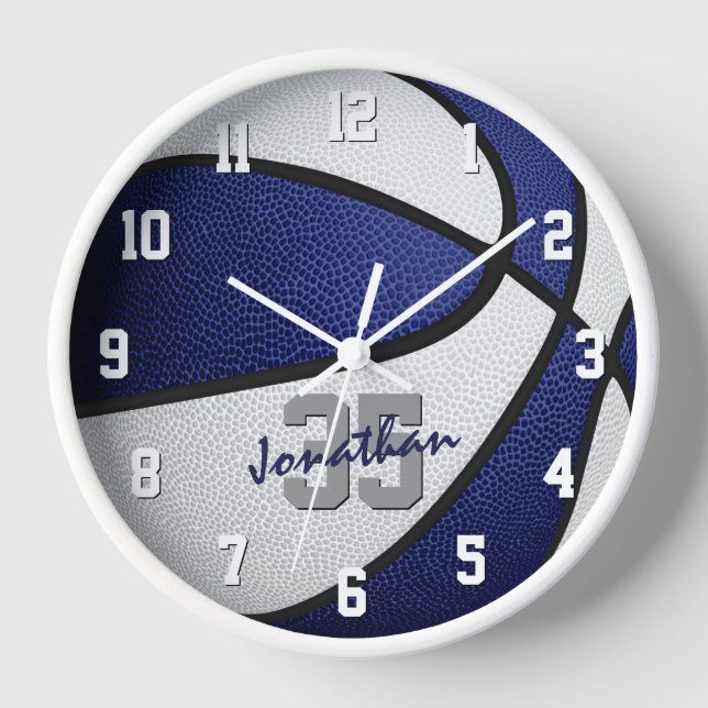 Horloge blue white boys girrball personalized (Recto)