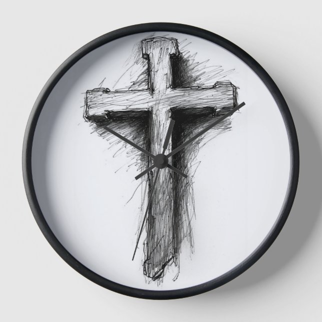 Horloge Bold, Graphic Christian Cross Wall Clock (Recto)