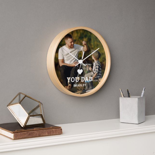 Horloge BON COEUR VOUS AIME PÈRE Noms de photos (Bureau)