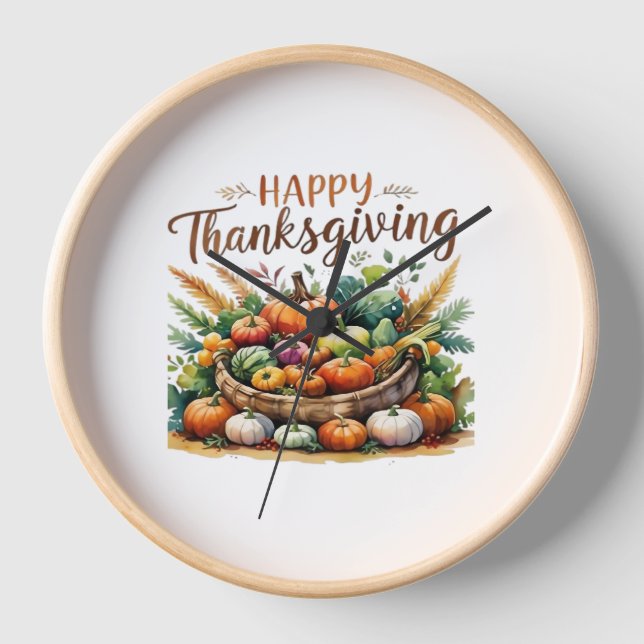 Horloge Bon thanksgiving - Panier de récolte avec Citrouil (Recto)