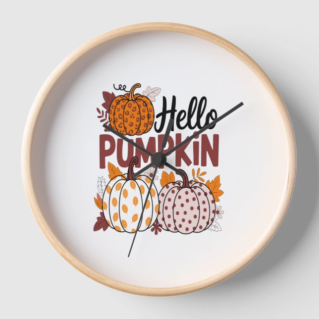 Horloge Bonjour Png Citrouille, Vibes d'automne (Recto)