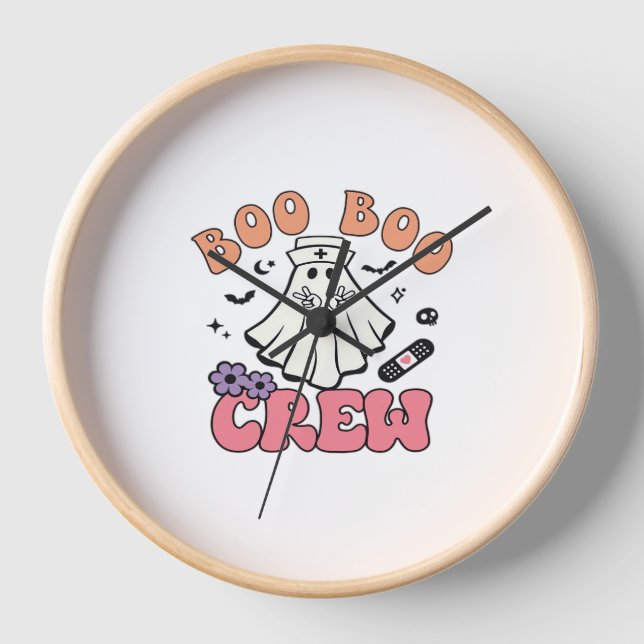 Horloge Boo Boo Crew Nurse Halloween Ghost Funny Classic T (Recto)