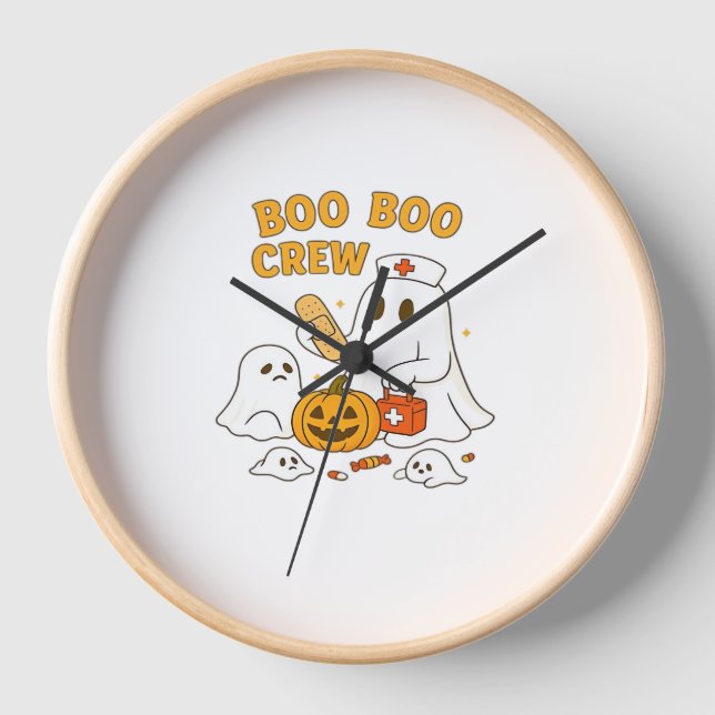 Horloge Boo Boo Infirmière d'équipage Funny Halloween Infi (Recto)
