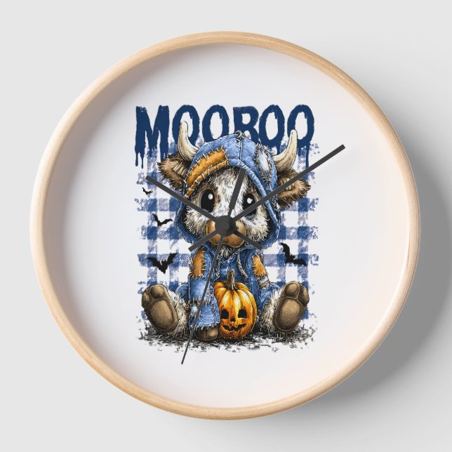 Horloge Boo Halloween Vache Éffrayante Highland (Recto)
