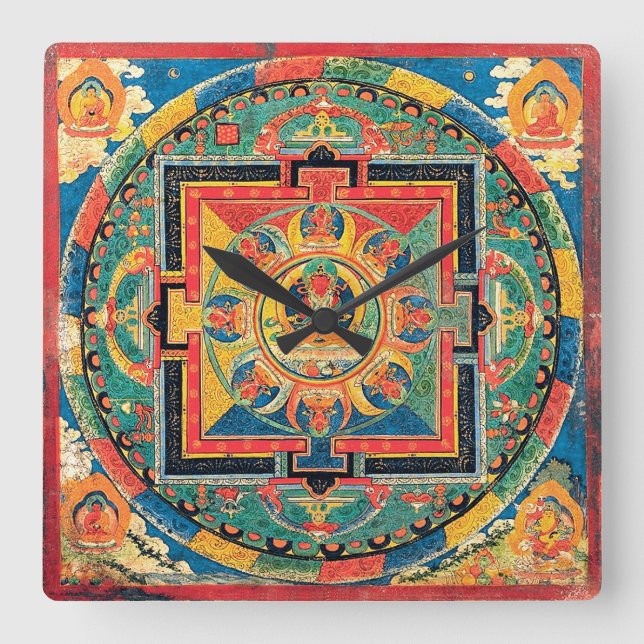 Horloge Bouddhiste Tibétaine Mandala (Recto)