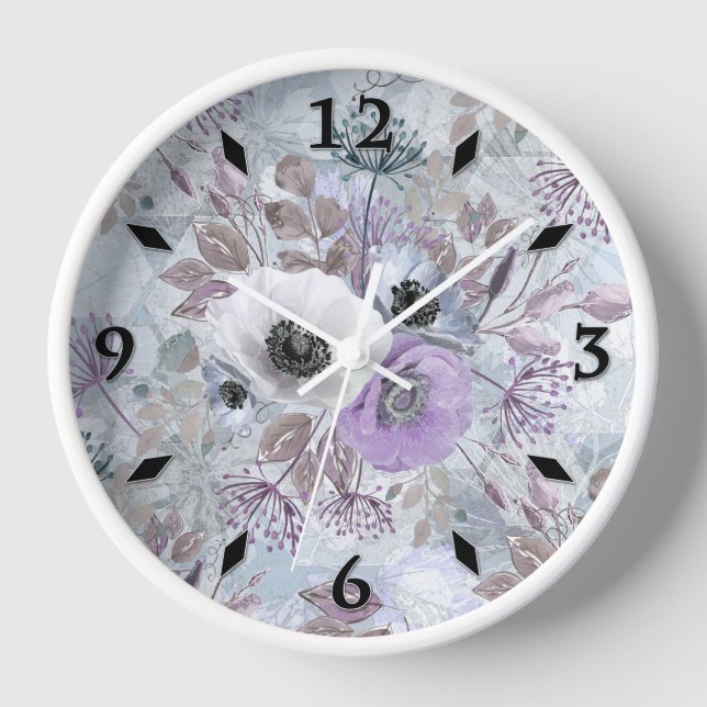 Horloge Bouquet d'anémones délicat. (Recto)