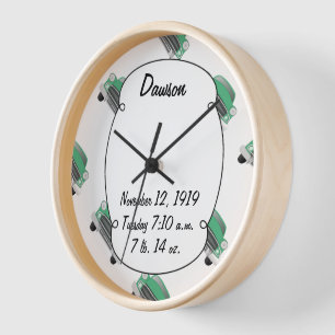 Horloge Boys Chambre Classique Cadeaux Voiture Sweet Green