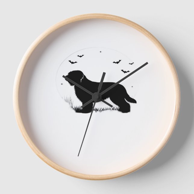 Horloge Briard Chien - Halloween Lune Silhouette surdimens (Recto)