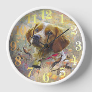 Horloge Brittany Spaniel Art, Chasse de faisan