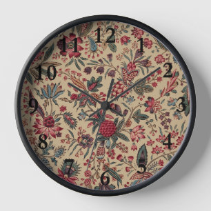 Horloge Broderie Florale Ancienne de Décoration d'Ameublem