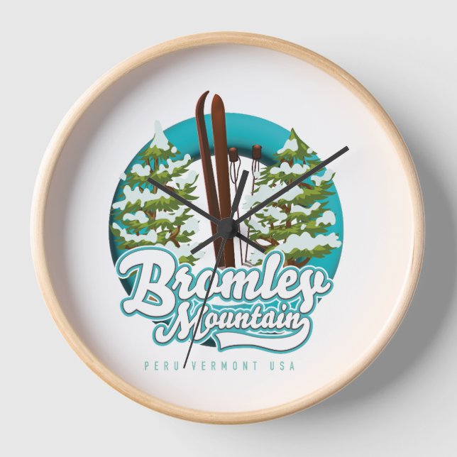 Horloge Bromley Mountain Pérou Vermont US logo du ski (Recto)