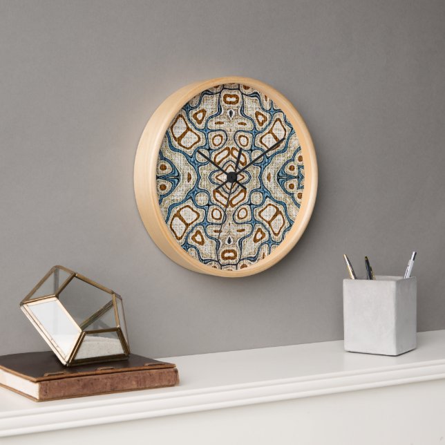 Horloge Brown Ochre Turquoise Hip Bleu Art Bohème (Bureau)
