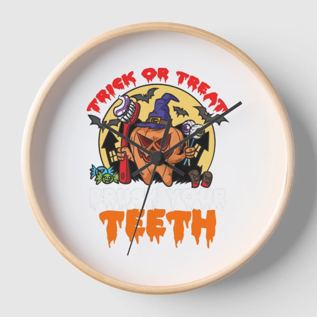 Horloge Brush Your Teeth Funny Dental Hygiène Pun (Recto)