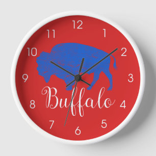 Horloge Buffalo Grunge Distressed Blue Red New York 716 Cl